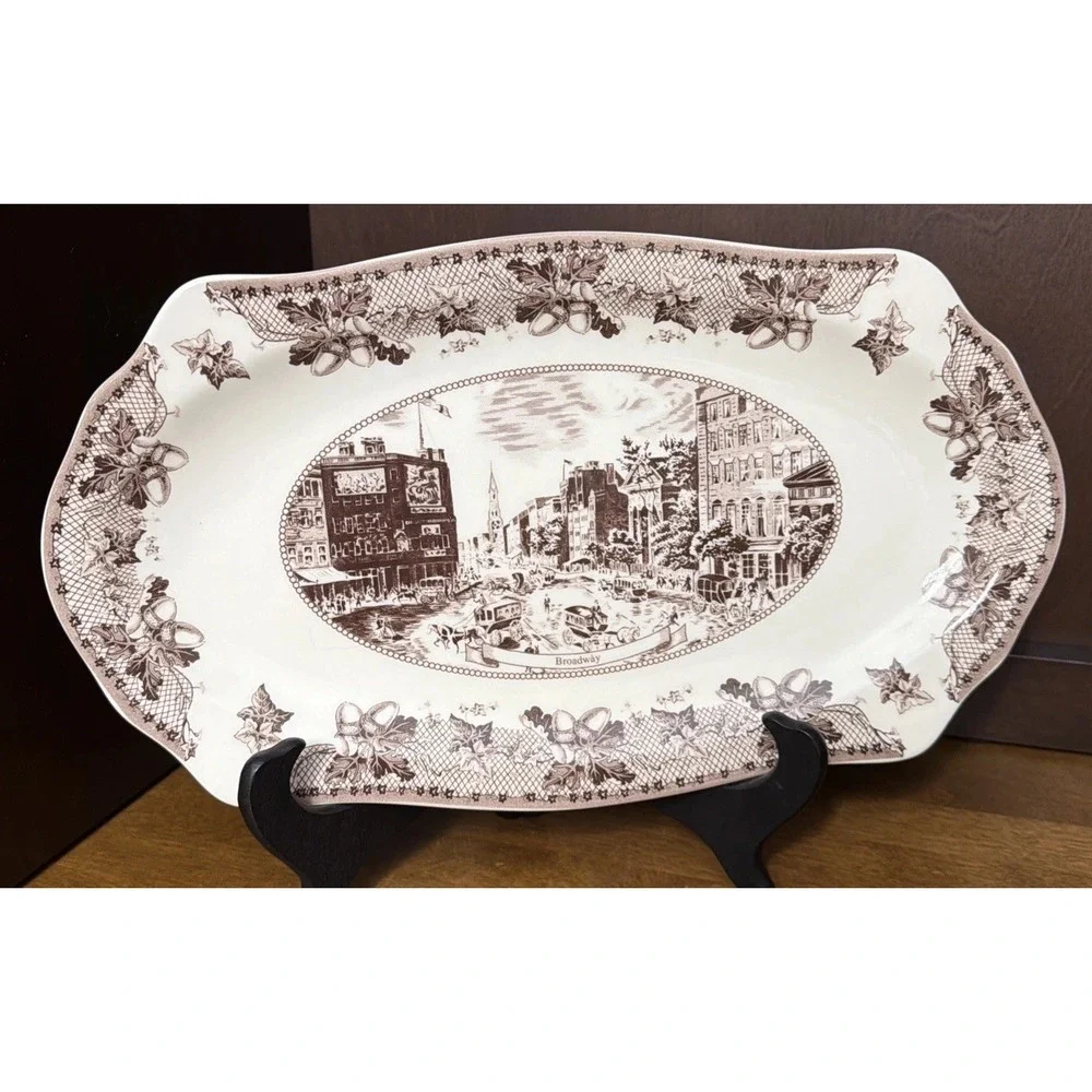 Johnson Brothers Platter Broadway Brown Ware Historic America II 12 5/8